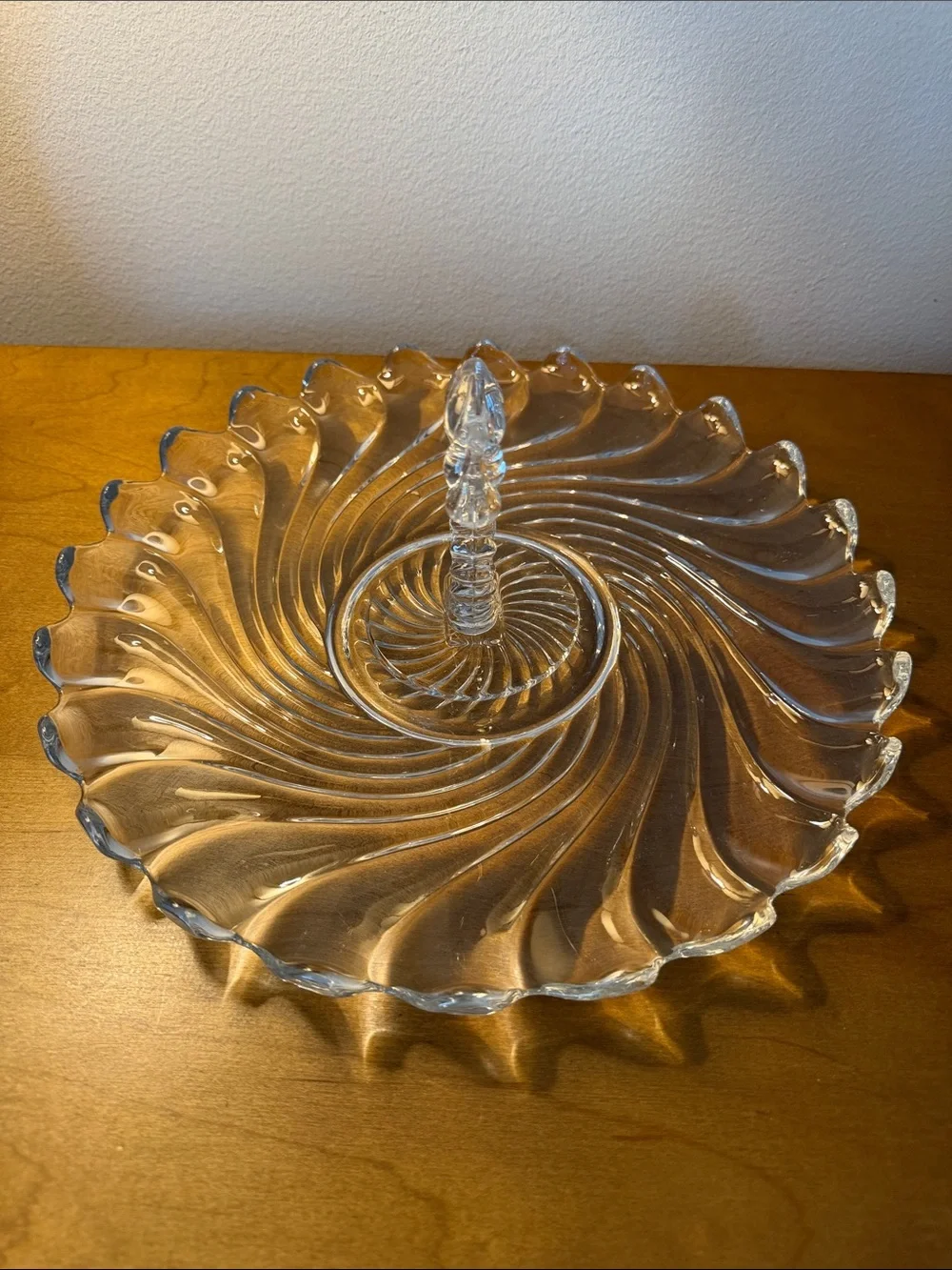 Vintage Fostoria Colony Swirl Pattern Clear Glass Serving Tray